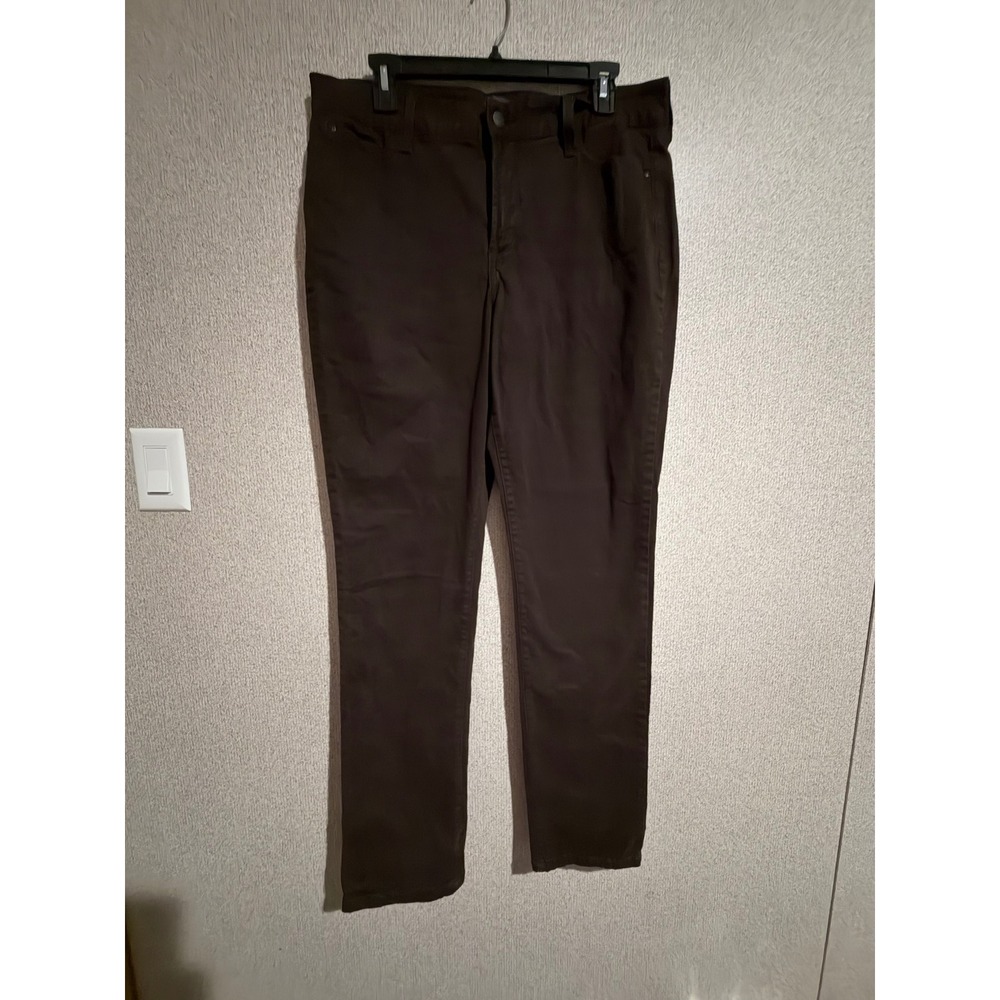 NYDJ Womens Skinny Pants Brown Stretch Cotton Blend Size 14 Five Pocket Casual